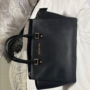 Michael Kors Black Tote with Gold Accents
